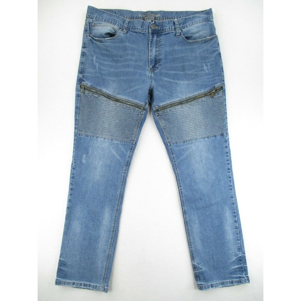 Axe & Crown Denim Jeans Size 40 x 32 Zipper Front Medium Wash Tapered Leg